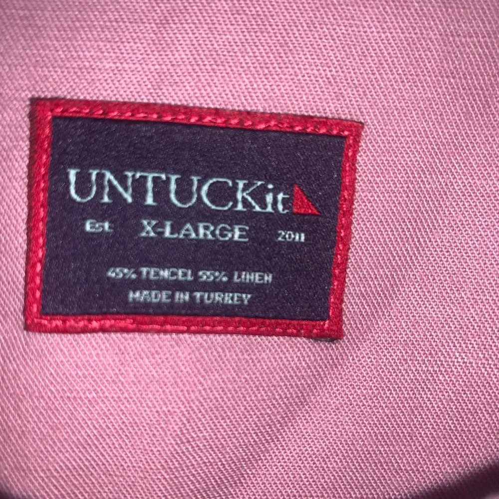 UNTUCKit Mens XL Mauve Pink Linen Tencel Blend Long Sleeve Button Down Shirt‎
